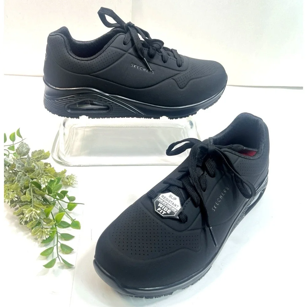 Skechers Womens Work Relaxed Fit‎ UNO SR Slip Resistant Black Shoes Size9 Wide